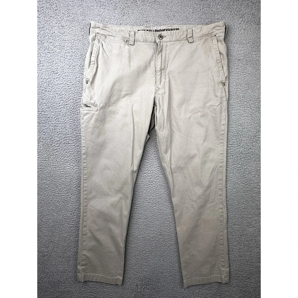 Duluth Trading Co Flex Ballroom Khakis Mens 38x32 Slim Fit Beige Chino Pants